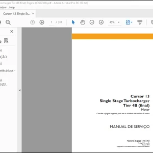 Case Cursor 13 Single Stage Turbocharger Tier 4B (final) Motor MANUAL DE SERVIÇO(47607303) -  PDF DOWNLOAD (French)