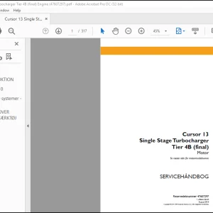 Case Cursor 13 Single Stage Turbocharger Tier 4B (final) Motor SERVICEHÅNDBOG(47607297) - PDF DOWNLOAD(Danish)