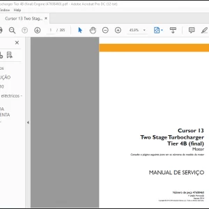 Case Cursor 13 Two Stage Turbocharger Tier 4B (final) Motor MANUAL DE SERVIÇO(47608460)  - PDF DOWNLOAD (Portuguese)