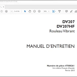 Case DV207 DV207HF Rouleau Vibrant MANUEL D’ENTRETIEN(47508261) - PDF DOWNLOAD (French)
