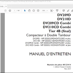 Case DV209C DV209D DV210D DV209CD Combi DV210CD Combi Tier 4B (final) Compacteur à Double Tambour MANUEL D’ENTRETIEN(48123414) - PDF DOWNLOAD (French)
