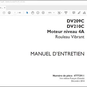 Case DV209C DV210C Moteur niveau 4A Rouleau Vibrant MANUEL D’ENTRETIEN(47772911) - PDF DOWNLOAD (French)