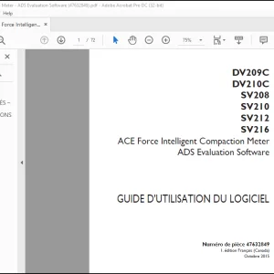 Case DV209C DV210C SV208 SV210 SV212 SV216 ACE Force Intelligent Compaction Meter ADS Evaluation Software GUIDE D'UTILISATION DU LOGICIEL(47632849) - PDF DOWNLOAD (French)