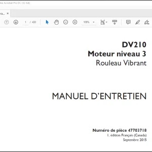 Case DV210 Moteur niveau 3 Rouleau Vibrant MANUEL D’ENTRETIEN(47703718) - PDF DOWNLOAD (French)