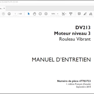 Case DV213 Moteur niveau 3 Rouleau Vibrant MANUEL D’ENTRETIEN(47703723) - PDF DOWNLOAD (French)