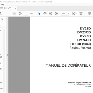 Case DV23D DV23CD DV26D DV26CD Tier 4B (final) Rouleau Vibrant MANUEL DE L’OPÉRATEUR(51468079) - PDF DOWNLOAD (French)