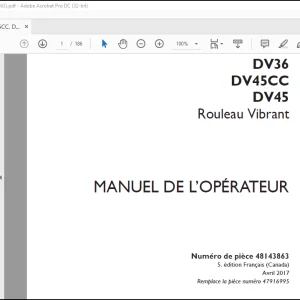 Case DV36 DV45CC DV45 Rouleau Vibrant MANUEL DE L’OPÉRATEUR(48143863) - PDF DOWNLOAD (French)