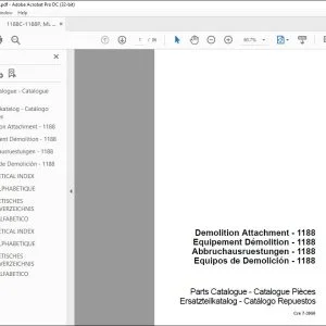 Case Demolition Attachment 1188 Parts Catalogue Manual 7-3950 - PDF DOWNLOAD