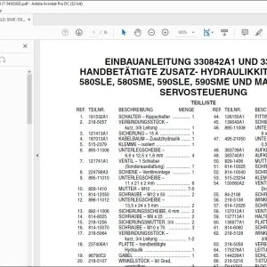 Case EINBAUANLEITUNG 330842A1 UND 330846A1 HANDBETÄTIGTE ZUSATZ HYDRAULIKKITS FÜR 580LE 580SLE 580SME 590SLE 590SME UND MASCHINEN MIT SERVOSTEUERUNG - PDF DOWNLOAD (German)