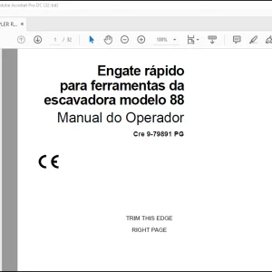 Case Engate rápido para ferramentas da escavadora modelo 88 Manual do Operador(9-79891 PG) - PDF DOWNLOAD (Portuguese)