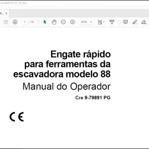 Case Engate rápido para ferramentas da escavadora modelo 88 Manual do Operador(9-79891 PG)- PDF DOWNLOAD (Portuguese)