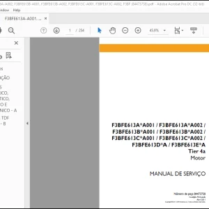 Case F3BFE613A-A001, F3BFE613A-A002, F3BFE613B-A001, F3BFE613B-A002, F3BFE613C-A001, F3BFE613C-A002, Tier 4a Motor MANUAL DE SERVIÇO (84473758) - PDF DOWNLOAD (Portuguese)