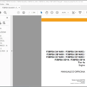 Case F3BFE613A.A001, F3BFE613A.A002, F3BFE613B.A001, F3BFE613B.A002, F3BFE613C.A001, F3BFE613C.A002, F3BFE613DA  F3BFE613EA Tier 4a Engine MANUALE D’OFFICINA(84473756) - PDF DOWNLOAD (Italian)