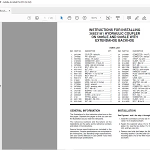 Case HYDRAULIC COUPLER ON 580SLE AND 590SLE WITH EXTENDAHOE BACKHOE INSTRUCTIONS FOR INSTALLING 368331A1  Manual 7-15822  - PDF DOWNLOAD