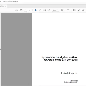Case Hydrauliska bandgrävmaskiner CX75SR, CX80 och CX135SR Instruktionsbok Manual 6-33154 - PDF DOWNLOAD (SWEDISH)