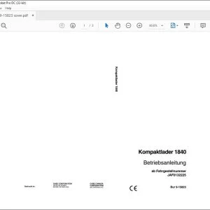 Case Kompaktlader 1840 Betriebsanleitung 9-15823 - PDF DOWNLOAD (German)