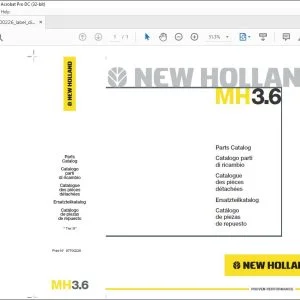 Case New Holland MH3.6 Parts Catalog Manual - PDF DOWNLOAD