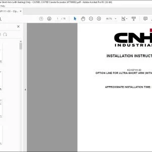 Case Option Line for Ultra-Short Arm (with Seating) Only CX350D CX370D Crawler Excavator Installation Instructions Manual 47789002 EN_FR_DE_IT_ES - PDF DOWNLOAD