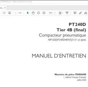 Case PT240D Tier 4B (final) Compacteur pneumatique MANUEL D’ENTRETIEN(90406680) - PDF DOWNLOAD (French)