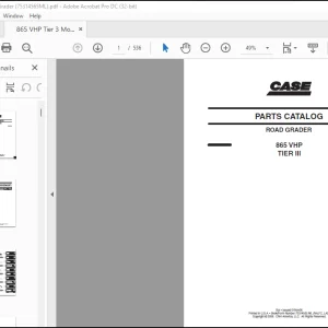 Case ROAD GRADER 865 VHP TIER III PARTS CATALOG MANUAL(75314565 ML)  -  PDF DOWNLOAD