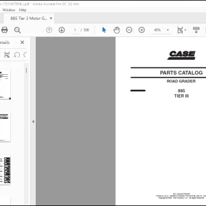 Case ROAD GRADER 885 TIER III PARTS CATALOG MANUAL(75314579 ML)  - PDF DOWNLOAD