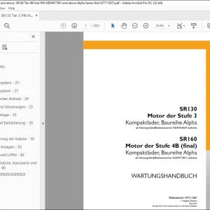 Case SR130 Motor der Stufe 3 SR160 Motor der Stufe 4B (final) Kompaktlader, Baureihe Alpha WARTUNGSHANDBUCH 47711587 - PDF DOWNLOAD (German)