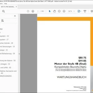 Case SR175 SV185 Motor der Stufe 4B (final) Kompaktlader, Baureihe Alpha WARTUNGSHANDBUCH 47711666 - PDF DOWNLOAD (German)
