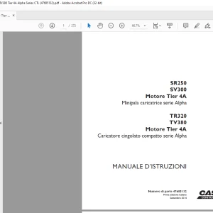 Case SR250 SV300 Motore Tier 4A TR320 TV380 Motore Tier 4A MANUALE D’ISTRUZIONI 47685132 - PDF DOWNLOAD (Italian)