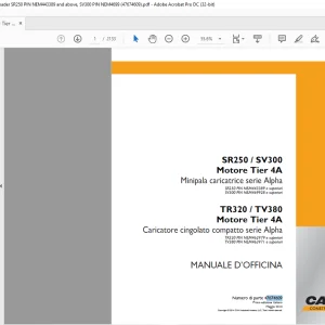 Case SR250 / SV300 Motore Tier 4A and TR320 / TV380 Motore Tier 4A MANUALE D’OFFICINA 47674609 - PDF DOWNLOAD (Italian)