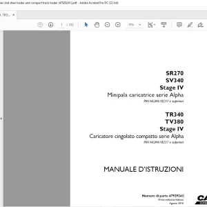 Case SR270 SV340 Stage IV and TR340 TV380 Stage IV MANUALE D’ISTRUZIONI 47929241 - PDF DOWNLOAD (Italian)
