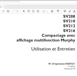 Case SV208 SV210 SV212 SV216 Compactage avec affichage multifonction Murphy Utilisation et Entretien(84287231) - PDF DOWNLOAD (French)
