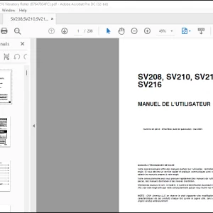 Case SV208, SV210, SV212, SV216 MANUEL DE L'UTILISATEUR(87647834) - PDF DOWNLOAD (French)