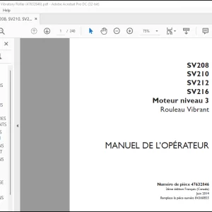 Case SV208 SV210 SV212 SV216 Moteur niveau 3 Rouleau Vibrant MANUEL DE L’OPÉRATEUR(47632846) - PDF DOWNLOAD (French)