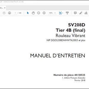 Case SV208D Tier 4B (final) Rouleau Vibrant MANUEL D’ENTRETIEN(48150525) - PDF DOWNLOAD (FRENCH)