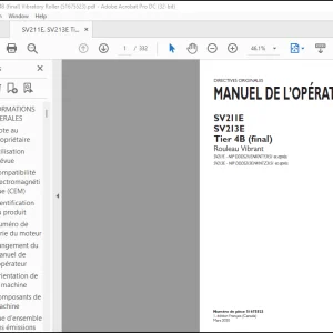 Case SV211E SV213E Tier 4B (final) Rouleau Vibrant MANUEL DE L’OPÉRATEUR(51675523) - PDF DOWNLOAD (French)