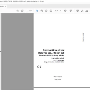 Case Safety When Moving on the Rails Wheel Excavators 588PRR, 788PRR, 988PRR  Manual (6-23430S1) - PDF DOWNLOAD (SWEDISH)