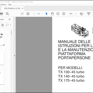 Case TX 130-45 TX 140-45 TX 170-45 turbo PIATTAFORMA PORTAPERSONE ISTRUZIONI PER L’USO E LA MANUTENZIONE Manual(6-38961) - PDF DOWNLOAD (Italian)