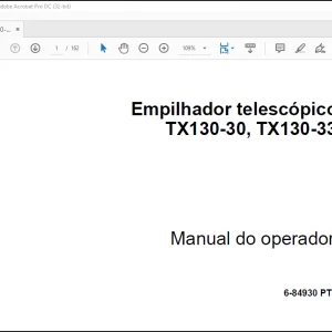 Case TX130-30  TX130-33 Empilhador telescópico Manual do operador(6-84930 PT) - PDF DOWNLOAD (Portuguese)