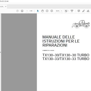 Case TX130--30/TX130--30 TURBO TX130--33/TX130--33 TURBO MANUALE DELLE ISTRUZIONI PER LE RIPARAZIONI 9--93250 - PDF DOWNLOAD (ITALIAN)