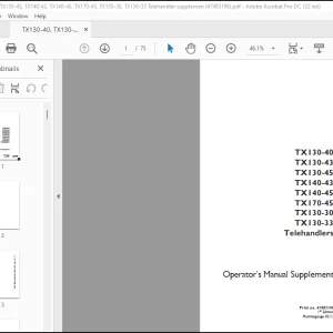 Case TX130-40 TX130-43 TX130-45 TX140-43 TX140-45 TX170-45 TX130-30 TX130-33 Telehandlers Supplement & Operator’s Manual(47483196) -  PDF DOWNLOAD