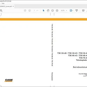Case TX130-40 TX130-43 TX130-45 TX140-43 TX140-45 TX170-45 Teleskoplader Betriebsanleitung 84266633 - PDF DOWNLOAD (German)