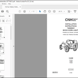 CNH TX742 TX842 TX945 BOOM WORK LIGHTS Telehandlers INSTALLATION INSTRUCTIONS MANUAL(87718827) - PDF DOWNLOAD