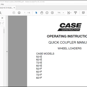 Case WHEEL LOADERS 521E 621E 721E 821E 521F 621F 721F 821F OPERATING INSTRUCTIONS MANUAL(84343880)- PDF DOWNLOAD