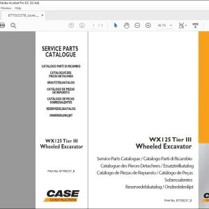 Case WX125 Tier III Wheeled Excavator Service Parts Catalogue Manual 87700237_B EN_IT_FR_DA_ES_PT_NL_DE - PDF DOWNLOAD