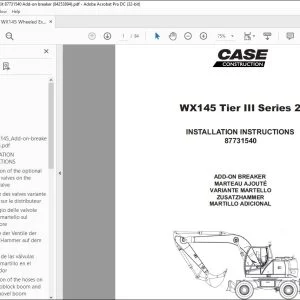 Case WX145 Tier III Series 2 INSTALLATION INSTRUCTIONS MANUAL 87731540 EN_DE_FR_ES_IT - PDF DOWNLOAD