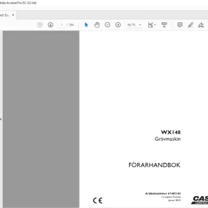 Case WX148 Grävmaskin FÖRARHANDBOK Manual 47485160 - PDF DOWNLOAD (SWEDISH)