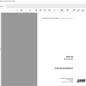 Case WX148 Grävmaskin FÖRARHANDBOK Manual 47986729 - PDF DOWNLOAD (SWEDISH)