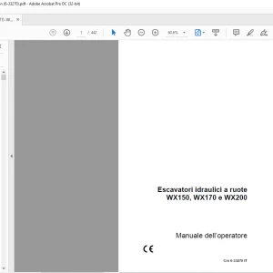 Case WX150, WX170 e WX200 Escavatori idraulici a ruote Manuale dell’operatore 6-33270 IT - PDF DOWNLOAD (Italian)