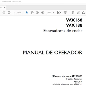 Case WX168 WX188 Escavadoras de lagartas MANUAL DE OPERADOR(47986803)-PDF DOWNLOAD (Portuguese)