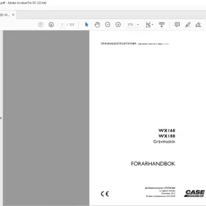 Case WX168 WX188 Grävmaskin FÖRARHANDBOK Manual 47476366 - PDF DOWNLOAD (SWEDISH)